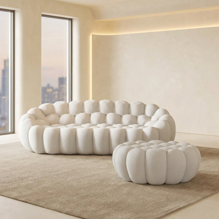 Solenza Bubble | 3-Seat Modular Sofa + Ottoman | 3D-Knitted Fabric