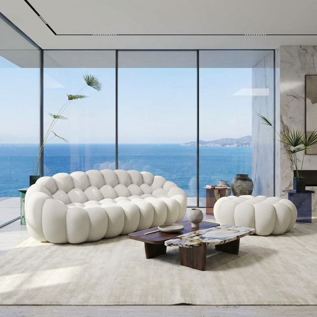 Solenza Bubble | 3-Seat Modular Sofa + Ottoman | 3D-Knitted Fabric