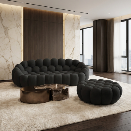 Solenza Bubble | 3-Seat Modular Sofa + Ottoman | 3D-Knitted Fabric