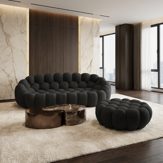 Solenza Bubble | 3-Seat Modular Sofa + Ottoman | 3D-Knitted Fabric