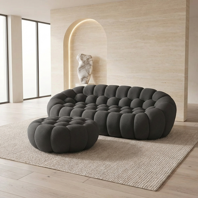 Solenza Bubble | 3-Seat Modular Sofa + Ottoman | 3D-Knitted Fabric