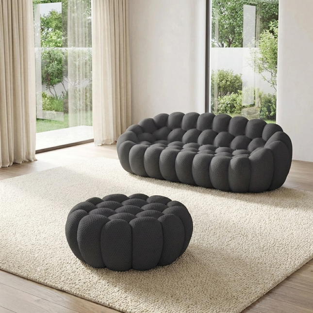 Solenza Bubble | 3-Seat Modular Sofa + Ottoman | 3D-Knitted Fabric