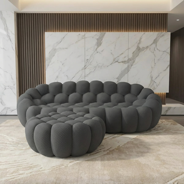 Solenza Bubble | 3-Seat Modular Sofa + Ottoman | 3D-Knitted Fabric