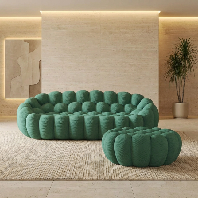 Solenza Bubble | 3-Seat Modular Sofa + Ottoman | 3D-Knitted Fabric