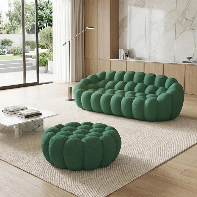 Solenza Bubble | 3-Seat Modular Sofa + Ottoman | 3D-Knitted Fabric
