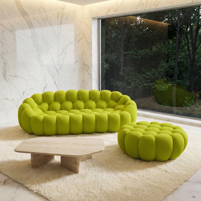 Solenza Bubble | 3-Seat Modular Sofa + Ottoman | 3D-Knitted Fabric