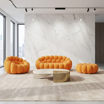 Solenza Bubble | 2-Seat Modular Loveseat + Modular Sofa Chair + Ottoman  | 3D-Knitted Fabric