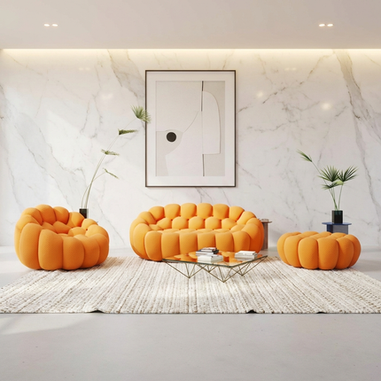 Solenza Bubble | 2-Seat Modular Loveseat + Modular Sofa Chair + Ottoman  | 3D-Knitted Fabric