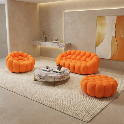 Solenza Bubble | 2-Seat Modular Loveseat + Modular Sofa Chair + Ottoman  | 3D-Knitted Fabric