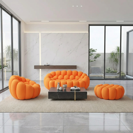 Solenza Bubble | 2-Seat Modular Loveseat + Modular Sofa Chair + Ottoman  | 3D-Knitted Fabric