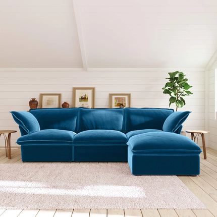 Solenza Vellura | 123" 3-Seat L-Shape Sectional | Washable Velvet