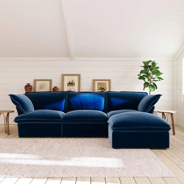 Solenza Vellura | 123" 3-Seat L-Shape Sectional | Washable Velvet