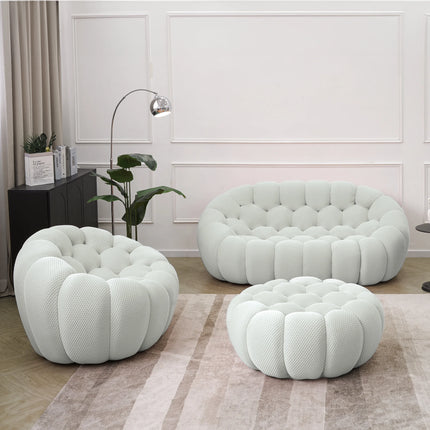 Solenza Bubble | 2-Seat Modular Loveseat + Modular Sofa Chair + Ottoman  | 3D-Knitted Fabric