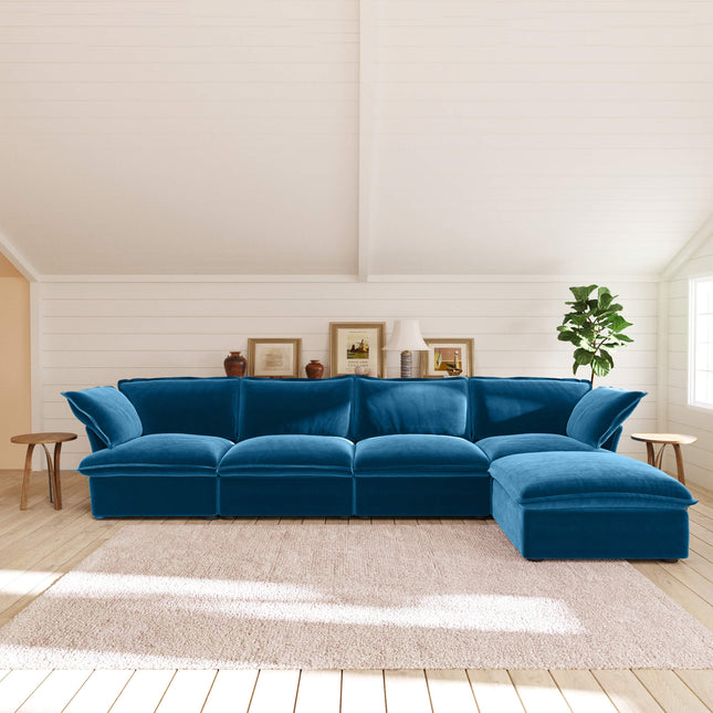 Solenza Vellura | 162" 4-Seat L-Shape Sectional | Washable Velvet