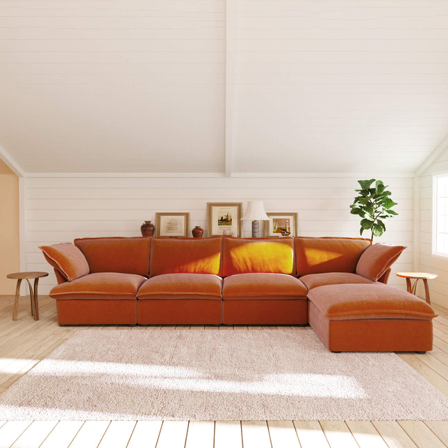 Solenza Vellura | 162" 4-Seat L-Shape Sectional | Washable Velvet