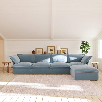 Solenza Vellura | 162" 4-Seat L-Shape Sectional | Washable Velvet