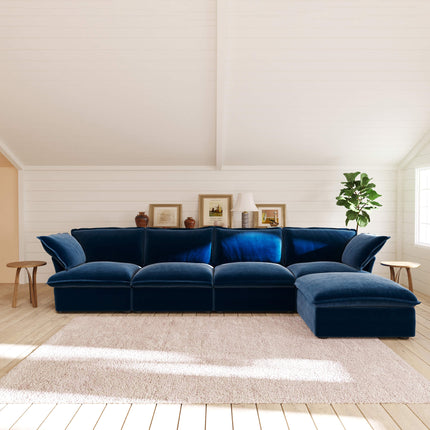 Solenza Vellura | 162" 4-Seat L-Shape Sectional | Washable Velvet