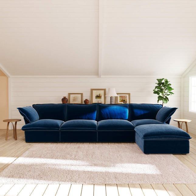 Solenza Vellura | 162" 4-Seat L-Shape Sectional | Washable Velvet