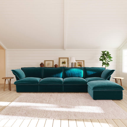 Solenza Vellura | 162" 4-Seat L-Shape Sectional | Washable Velvet