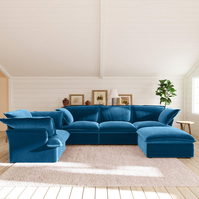 Solenza Vellura | 5-Seat Cloud Sectional | Washable Velvet