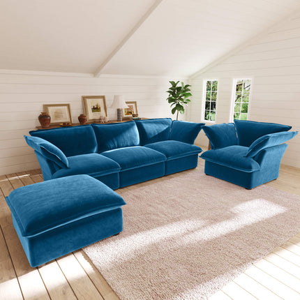 Solenza Vellura | 5-Seat Cloud Sectional | Washable Velvet