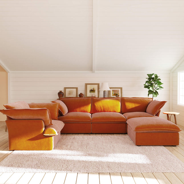 Solenza Vellura | 5-Seat Cloud Sectional | Washable Velvet