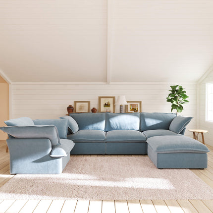 Solenza Vellura | 5-Seat Cloud Sectional | Washable Velvet