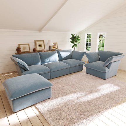 Solenza Vellura | 5-Seat Cloud Sectional | Washable Velvet