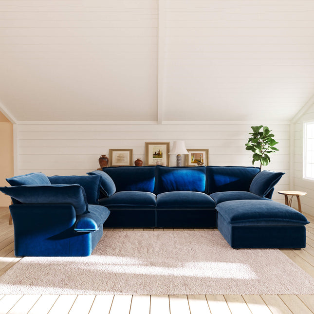 Solenza Vellura | 5-Seat Cloud Sectional | Washable Velvet