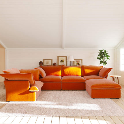 Solenza Vellura | 5-Seat Cloud Sectional | Washable Velvet