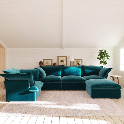 Solenza Vellura | 5-Seat Cloud Sectional | Washable Velvet