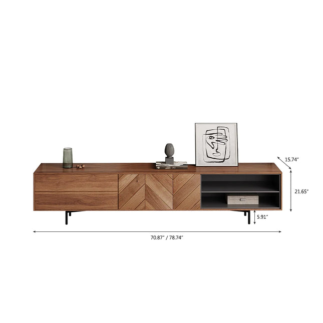 Solenza Essenza | 70" Mid-Century Minimalist Wood TV Stand