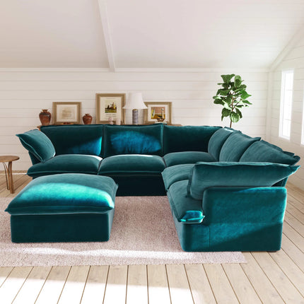 Solenza Vellura | 6-Seat Corner Sectional | Washable Velvet