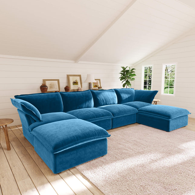 Solenza Vellura | 162" 6-Seat U-Shape Sectional | Washable Velvet