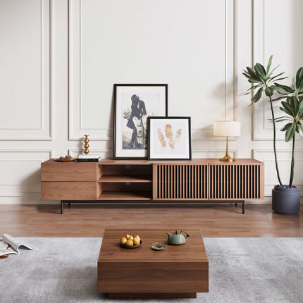 Solenza Legno | Mid-Century Slatted TV Stand | 70"