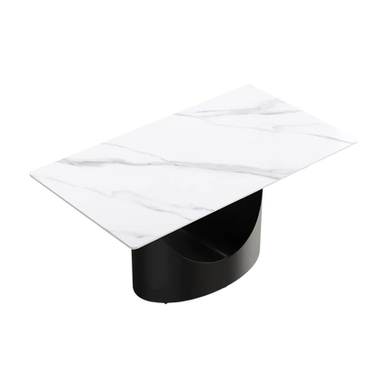 Eclipse Modern 63" White Dining Table – Rectangular with Jet-Black Base, Seats 4–6 People