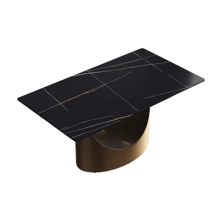 Eclipse Modern 63" Black Dining Table – Rectangular with Dark-Gold Base, Seats 4-6 People