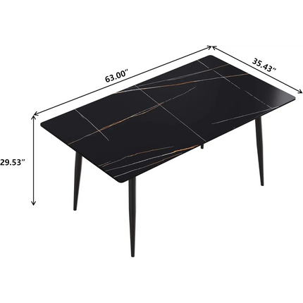 Axis Elegant Dining Tables | 63" Rectangular Black with Ink Black Base