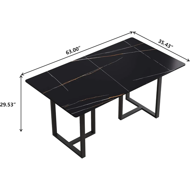 Linea Elegant Dining Tables | 63" Rectangular Black with Onyx Black Base