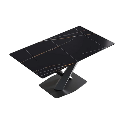 Marbela Dining Table | 63" Rectangular Black Marble Dining Table | Jet Black Base – Compact & Sleek Modern Design