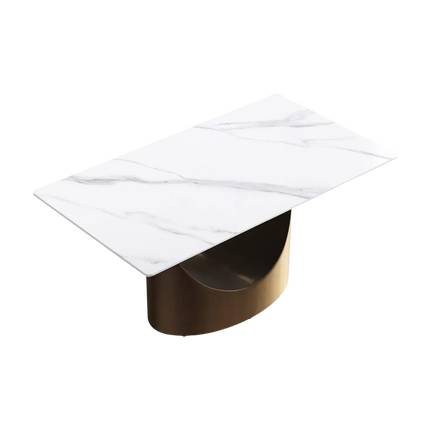 Eclipse Modern 63" White Dining Table – Rectangular with Dark-Gold, Seats 4–6 People