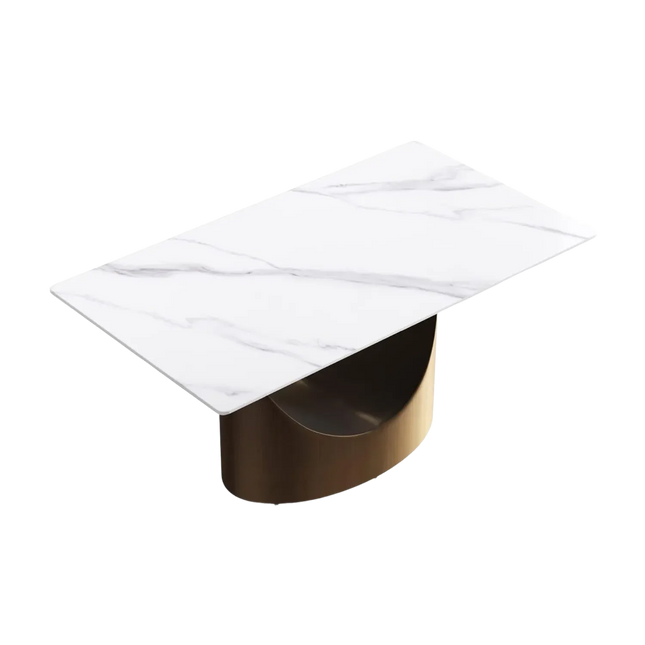 Eclipse Modern 63" White Dining Table – Rectangular with Dark-Gold, Seats 4–6 People