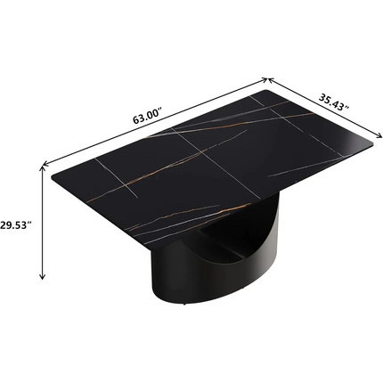 Eclipse Modern 63" Black Dining Table – Rectangular with Matte-Black Base, Seats 4–6 People