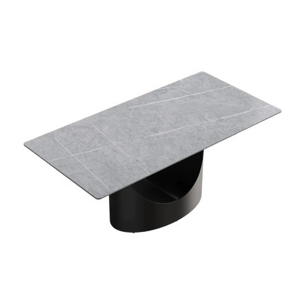 Eclipse Elegant Dining Tables | 70" Rectangular Gray with Matte Black Base for 6