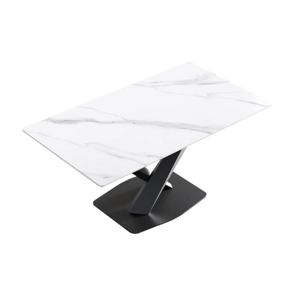 Marbela Elegant Dining Tables | 63" Rectangular White with Jet Black Base