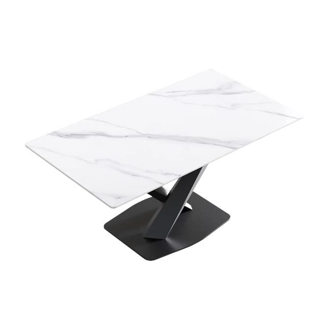 Marbela Elegant Dining Tables | 63" Rectangular White with Jet Black Base