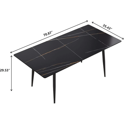 Axis Elegant Dining Tables | 70" Rectangular Black with Ink Black Base for 6
