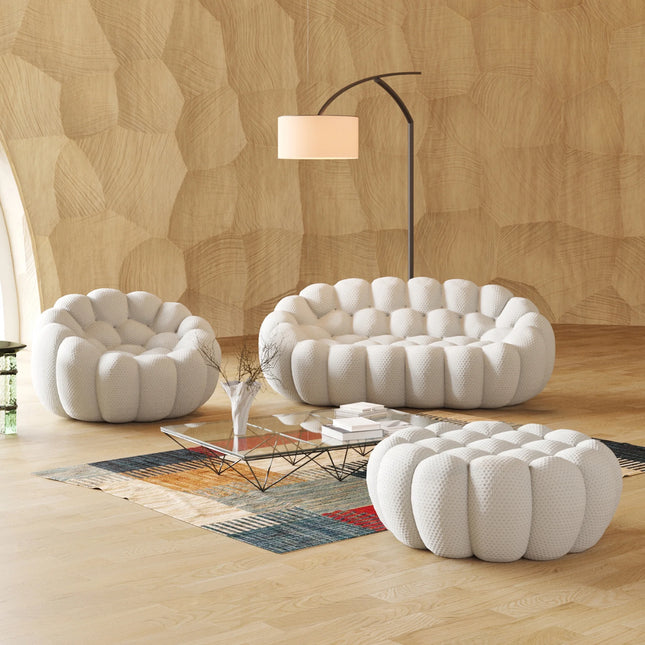 Solenza Bubble | 2-Seat Modular Loveseat + Modular Sofa Chair + Ottoman  | 3D-Knitted Fabric