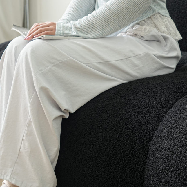 Solenza Cloud Bubble Sofa | White Sherpa Fleece 2-Seater Loveseat, Deep Seat Curved Design