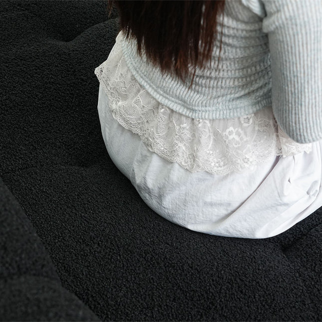 Solenza Cloud Bubble Sofa | White Sherpa Fleece 2-Seater Loveseat, Deep Seat Curved Design